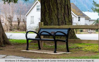 Wishbone 5 ft Mountain Classic Bench with Center Armrest at Christ Church in Hope BC